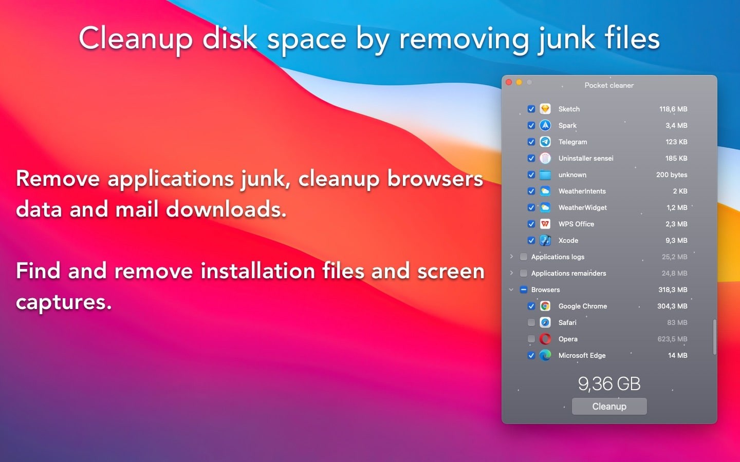 Pocket cleaner Pro for mac v1.6.1(应用清理软件)