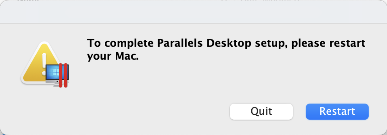 Fix “To complete the setup of Parallels desktop please restart…” in macOS Ventura