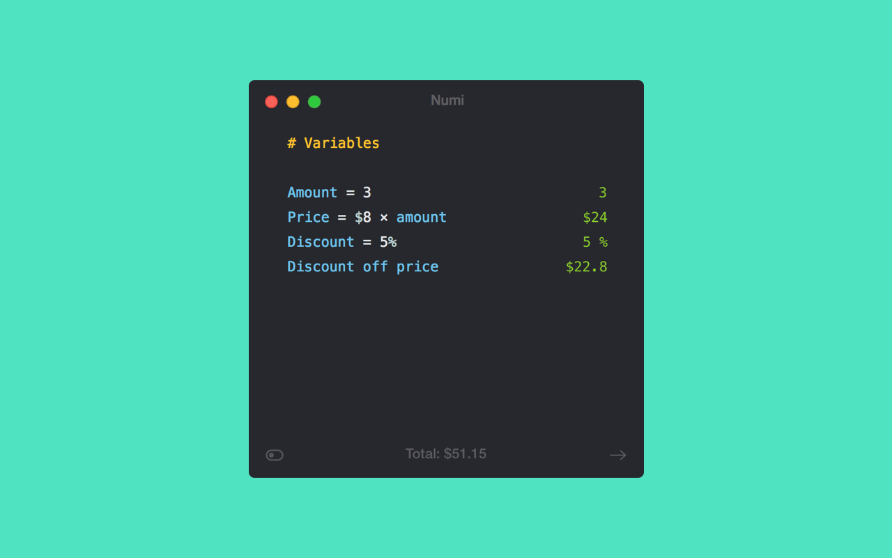Numi3 for Mac(mini文本计算器)v3.30中文版